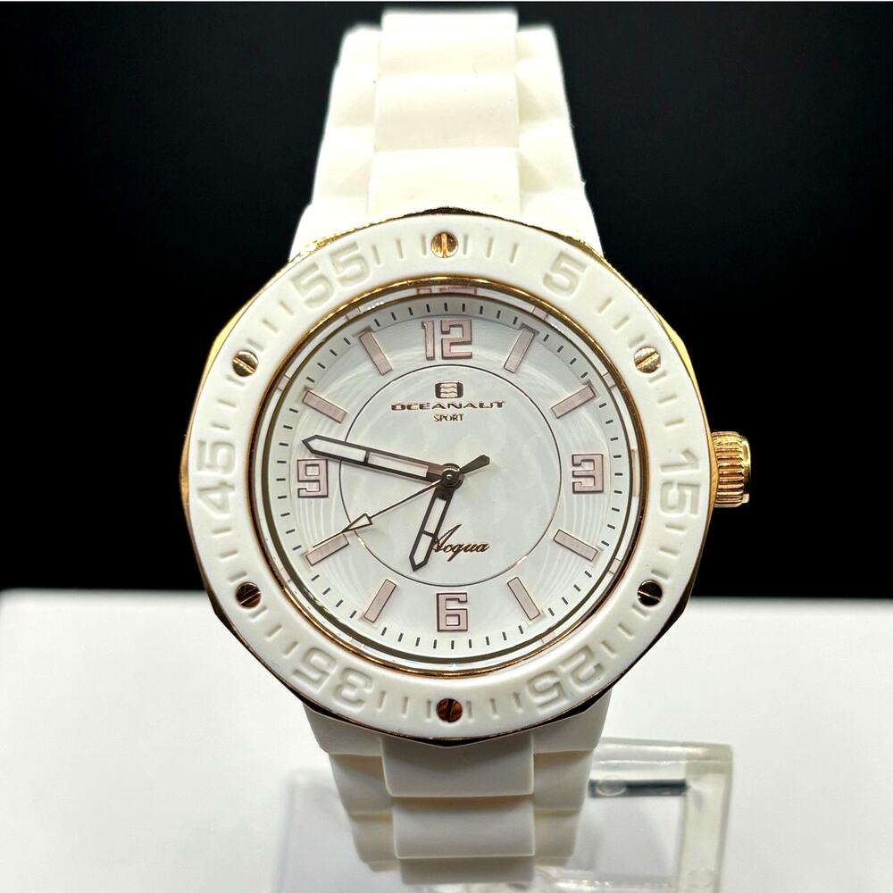 Oceanaut Acqua Sport OC0216 White Rose Gold 41mm Women's Watch NIB